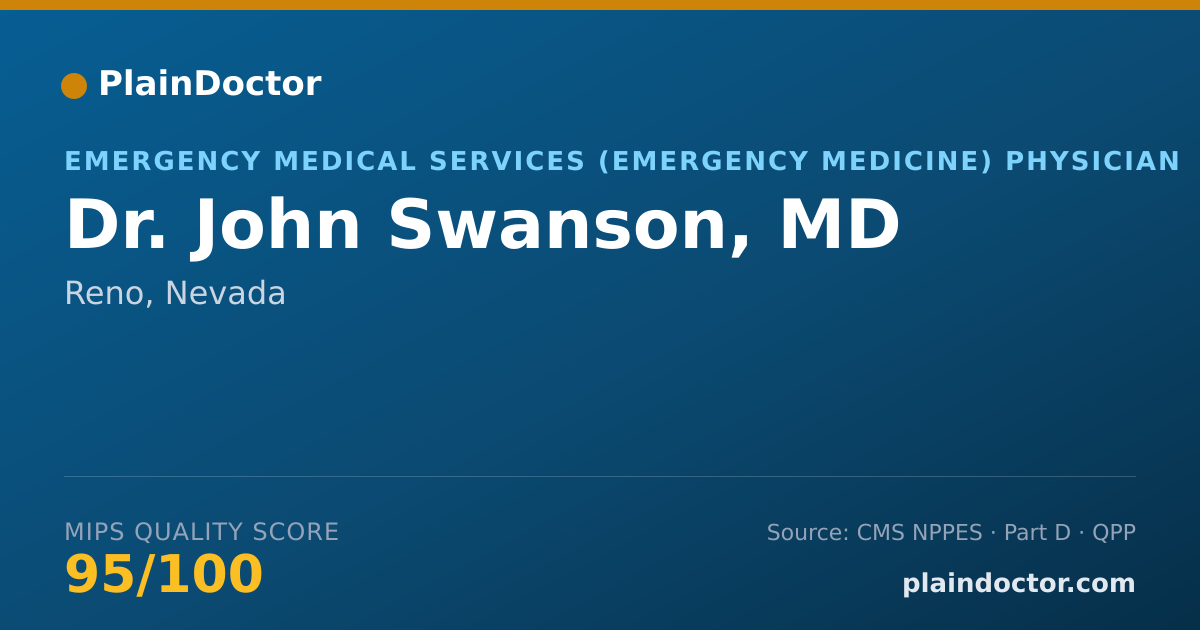 Shareable card for John Swanson, MD - Emergency Medical Services (Emergency Medicine) Physician, Reno, NV