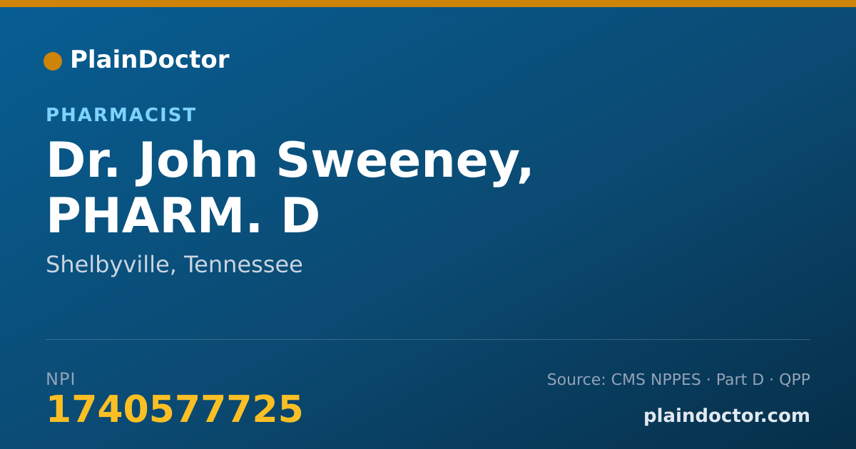 Shareable card for John Sweeney, PHARM. D - Pharmacist, Shelbyville, TN