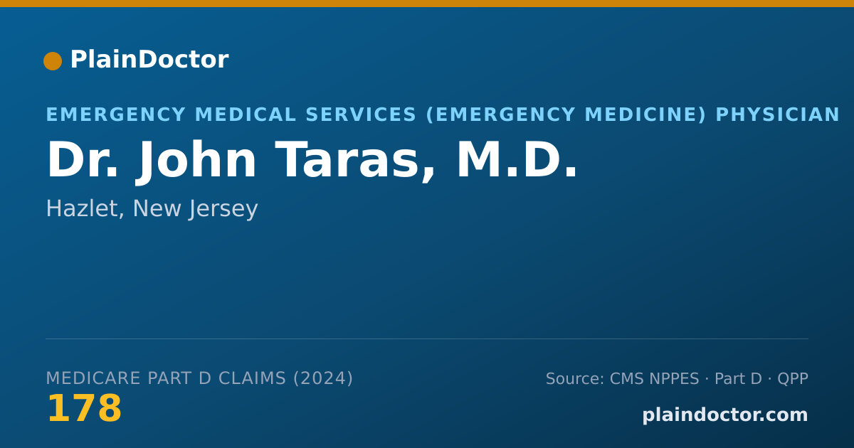 Shareable card for John Taras, M.D. - Emergency Medical Services (Emergency Medicine) Physician, Hazlet, NJ
