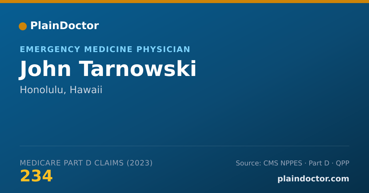 Shareable card for John Tarnowski - Emergency Medicine Physician, Honolulu, HI