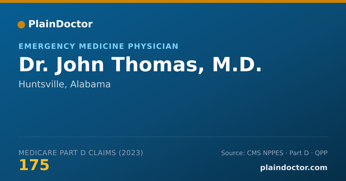 Shareable card for John Thomas, M.D. - Emergency Medicine Physician, Huntsville, AL