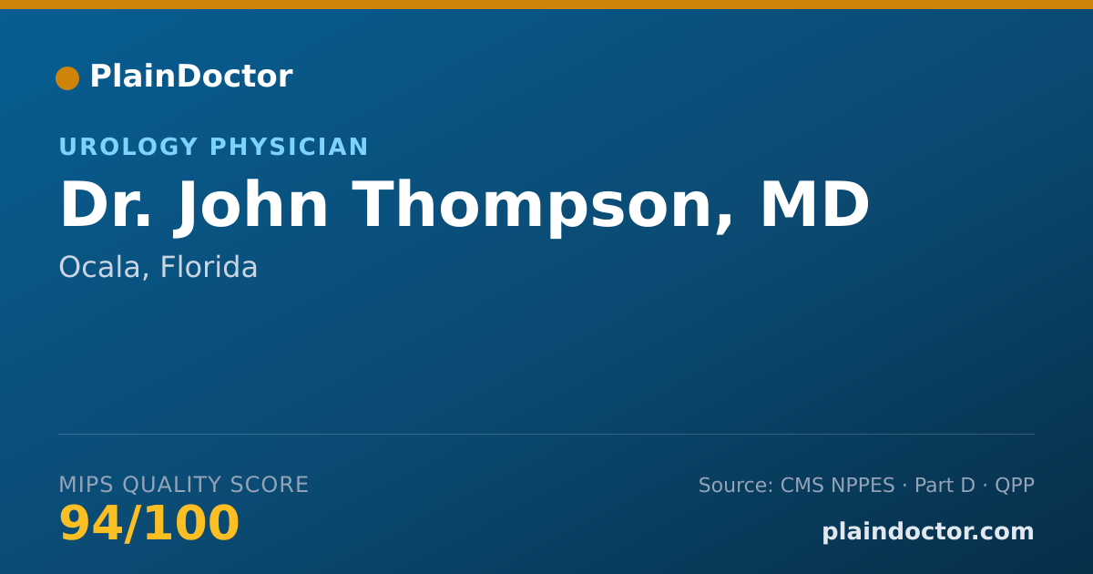 Shareable card for John Thompson, MD - Urology Physician, Ocala, FL