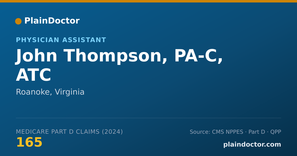 Shareable card for John Thompson, PA-C, ATC - Athletic Trainer, Roanoke, VA