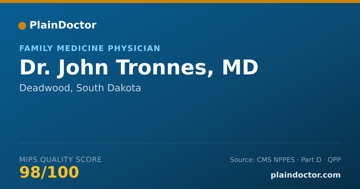 Shareable card for John Tronnes, MD - Family Medicine Physician, Deadwood, SD