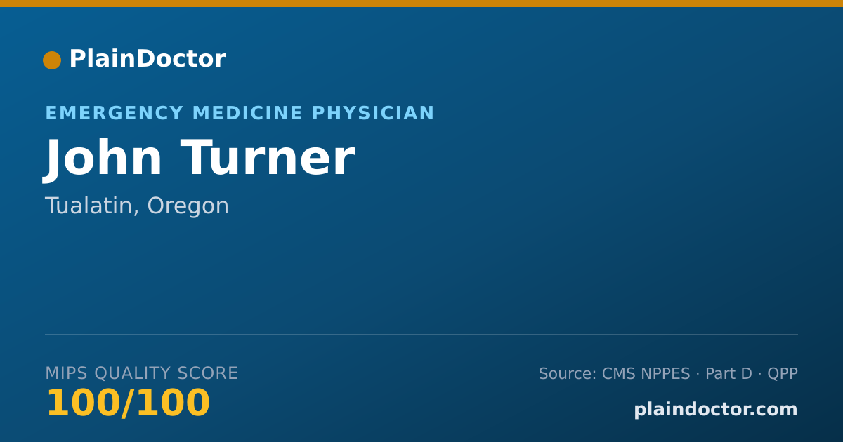 Shareable card for John Turner - Emergency Medicine Physician, Tualatin, OR