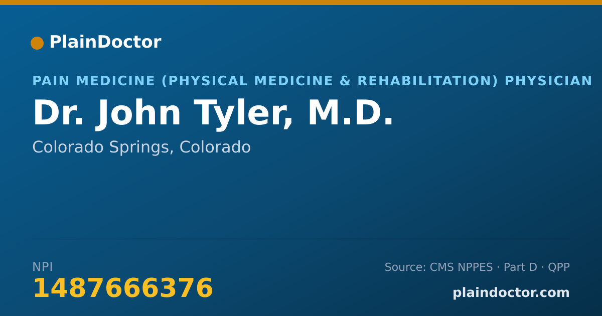 Shareable card for John Tyler, M.D. - Pain Medicine (Physical Medicine & Rehabilitation) Physician, Colorado Springs, CO