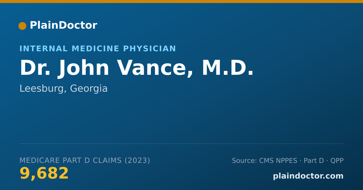 Shareable card for John Vance, M.D. - Internal Medicine Physician, Leesburg, GA
