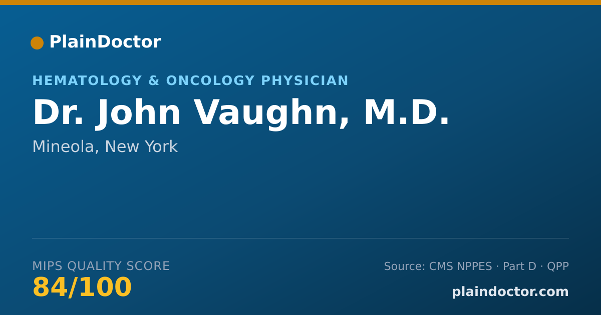 Shareable card for John Vaughn, M.D. - Hematology & Oncology Physician, Mineola, NY