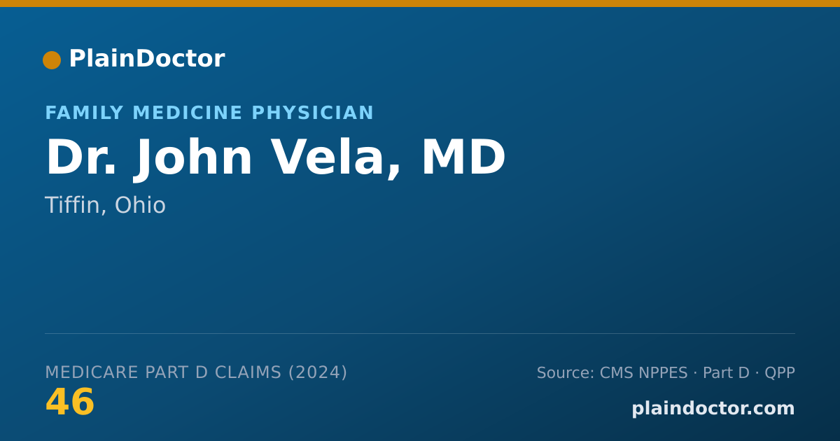 Shareable card for John Vela, MD - Family Medicine Physician, Tiffin, OH