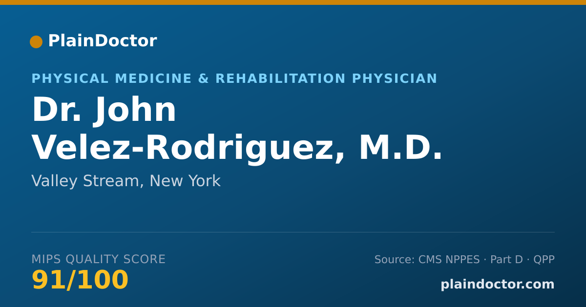 Shareable card for John Velez-Rodriguez, M.D. - Physical Medicine & Rehabilitation Physician, Valley Stream, NY