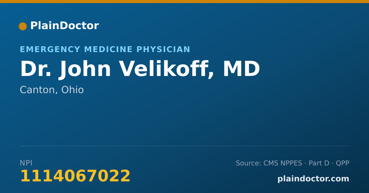 Shareable card for John Velikoff, MD - Emergency Medicine Physician, Canton, OH