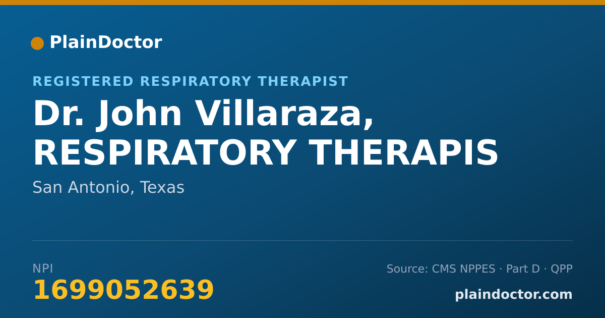 Shareable card for John Villaraza, RESPIRATORY THERAPIS - Registered Respiratory Therapist, San Antonio, TX