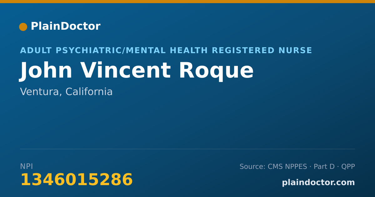 Shareable card for John Vincent Roque - Adult Psychiatric/Mental Health Registered Nurse, Ventura, CA