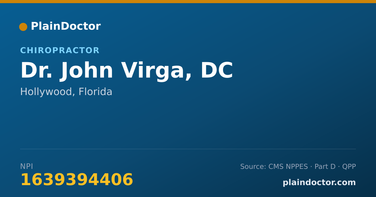 Shareable card for John Virga, DC - Chiropractor, Hollywood, FL