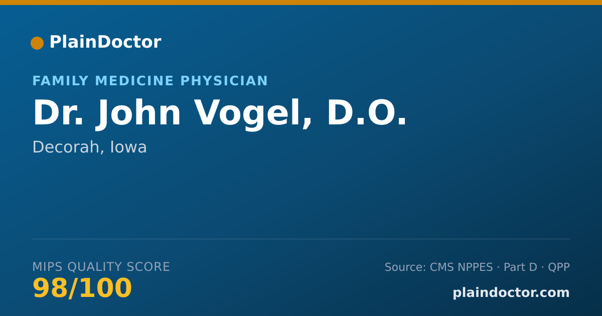 Shareable card for John Vogel, D.O. - Family Medicine Physician, Decorah, IA