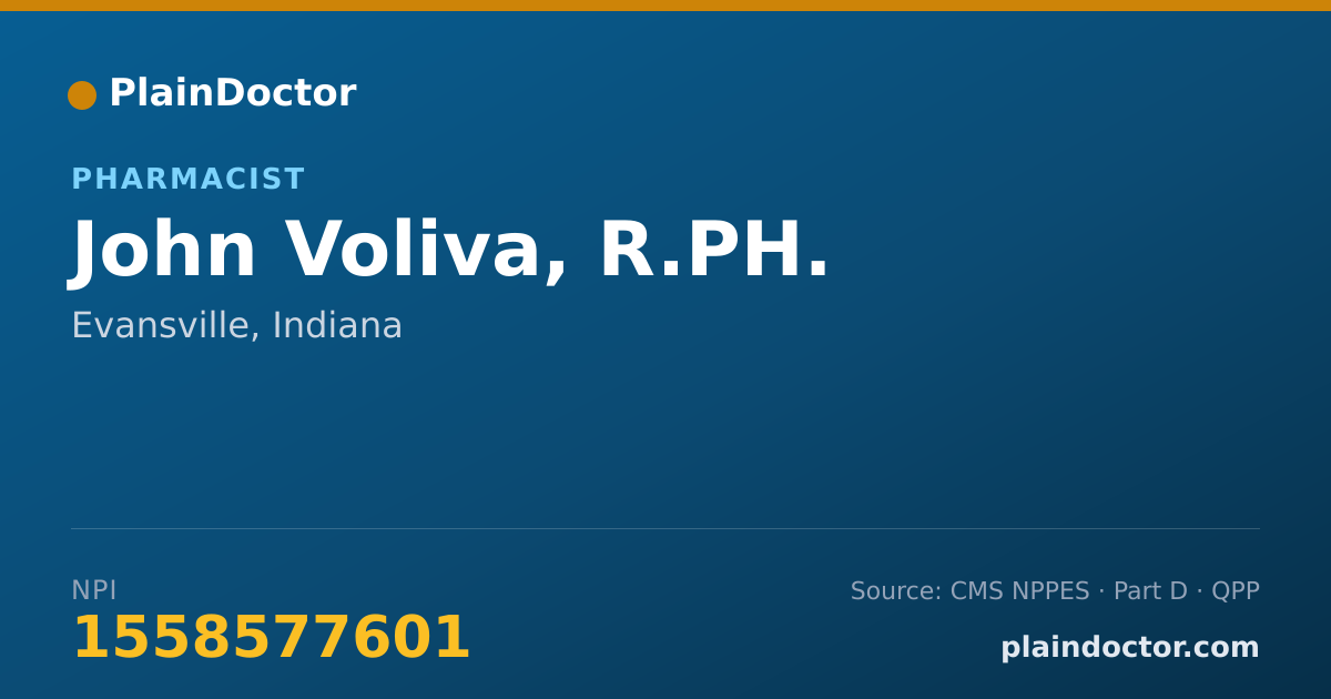 Shareable card for John Voliva, R.PH. - Pharmacist, Evansville, IN