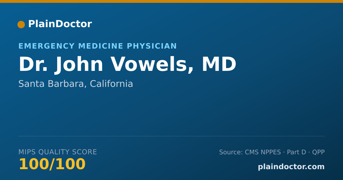 Shareable card for John Vowels, MD - Emergency Medicine Physician, Santa Barbara, CA