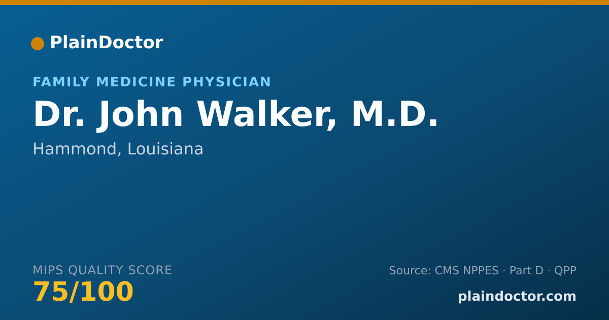 Shareable card for John Walker, M.D. - Family Medicine Physician, Hammond, LA