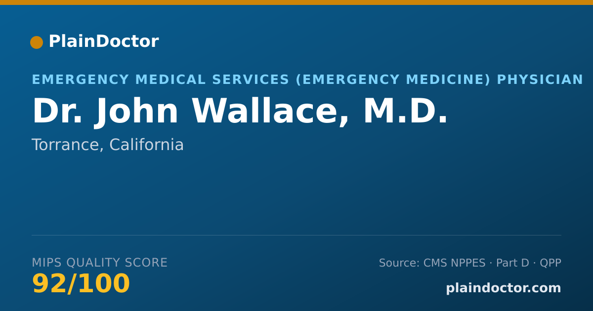 Shareable card for John Wallace, M.D. - Emergency Medical Services (Emergency Medicine) Physician, Torrance, CA