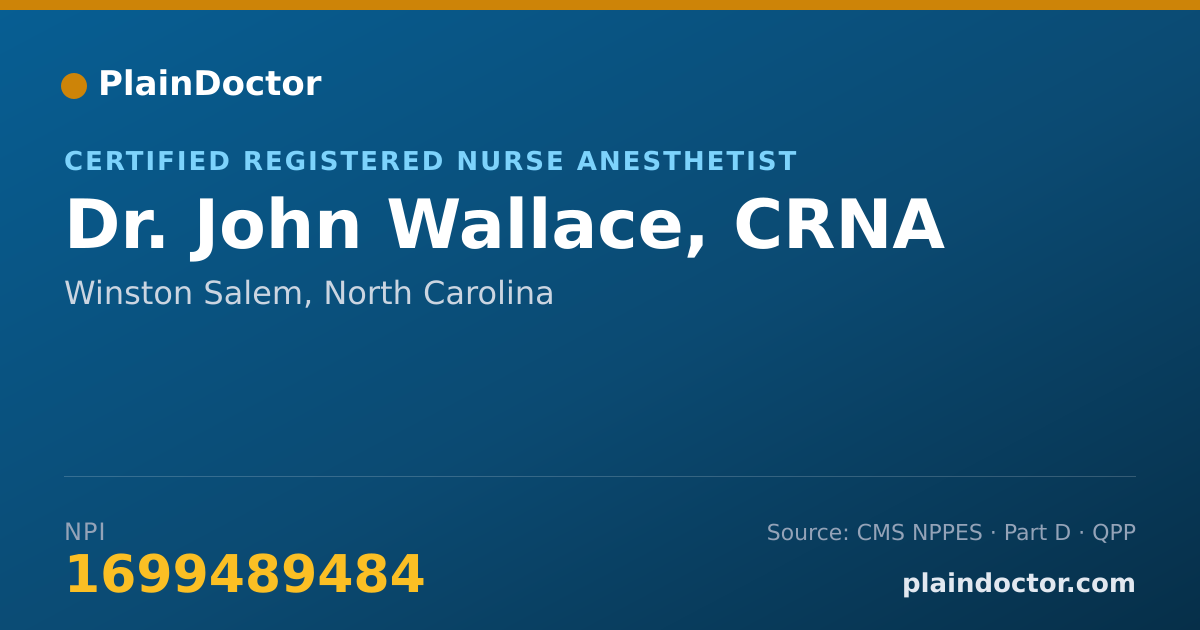 Shareable card for John Wallace, CRNA - Certified Registered Nurse Anesthetist, Winston Salem, NC