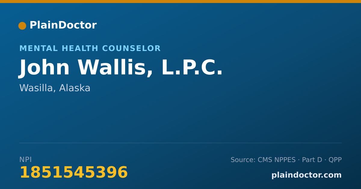 Shareable card for John Wallis, L.P.C. - Mental Health Counselor, Wasilla, AK