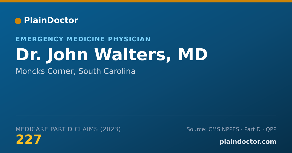 Shareable card for John Walters, MD - Emergency Medicine Physician, Moncks Corner, SC
