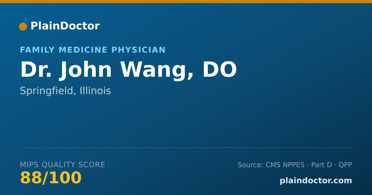 Shareable card for John Wang, DO - Family Medicine Physician, Springfield, IL