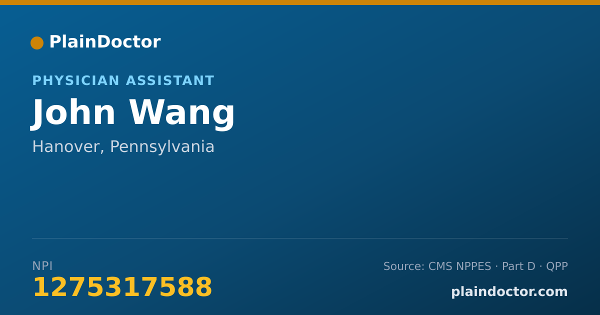 Shareable card for John Wang - Physician Assistant, Hanover, PA