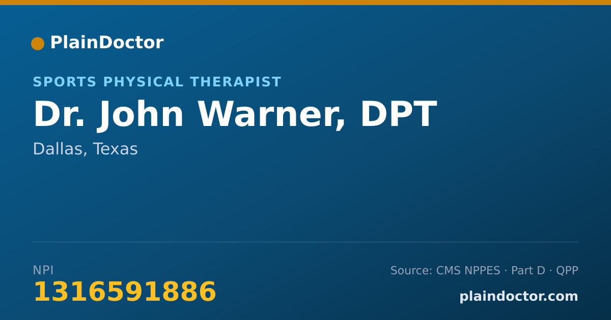Shareable card for John Warner, DPT - Sports Physical Therapist, Dallas, TX
