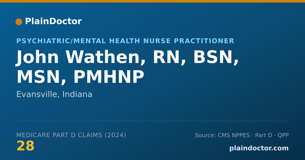 Shareable card for John Wathen, RN, BSN, MSN, PMHNP - Psychiatric/Mental Health Nurse Practitioner, Evansville, IN