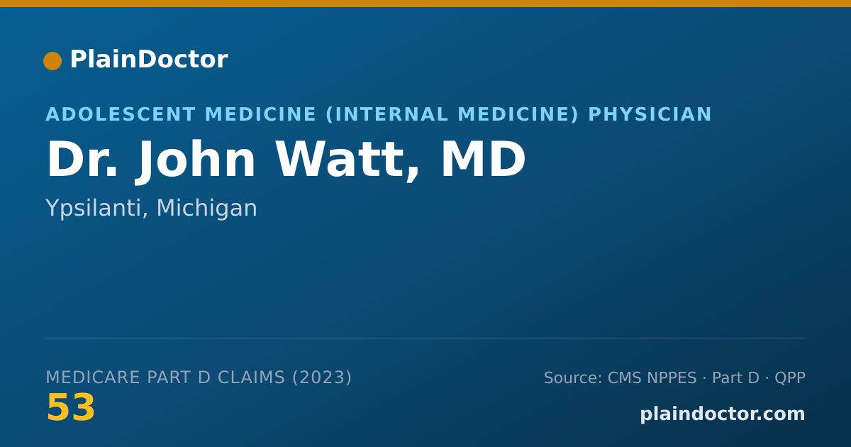 Shareable card for John Watt, MD - Adolescent Medicine (Internal Medicine) Physician, Ypsilanti, MI
