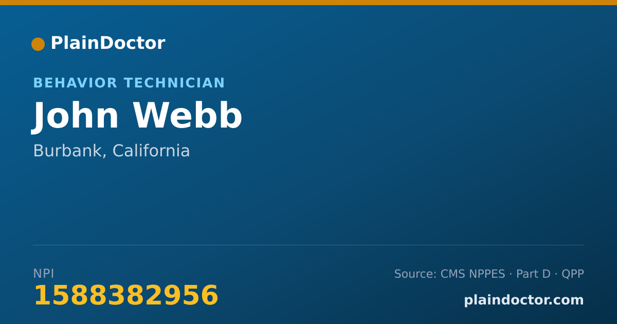 Shareable card for John Webb - Behavior Technician, Burbank, CA