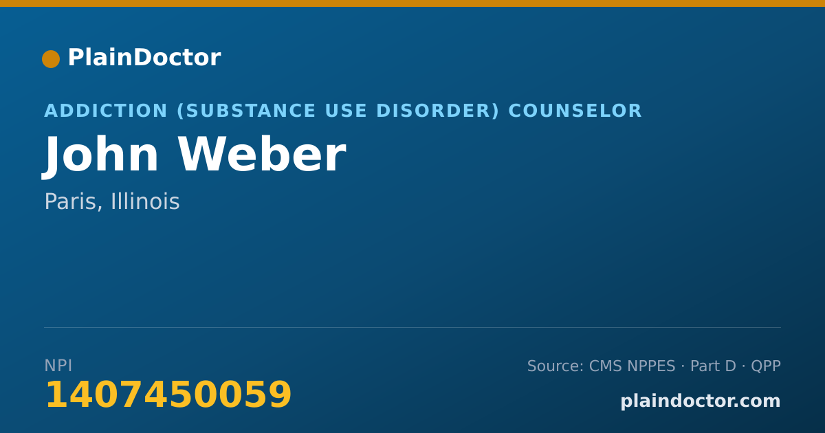 Shareable card for John Weber - Addiction (Substance Use Disorder) Counselor, Paris, IL