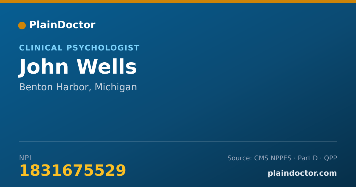 Shareable card for John Wells - Clinical Psychologist, Benton Harbor, MI