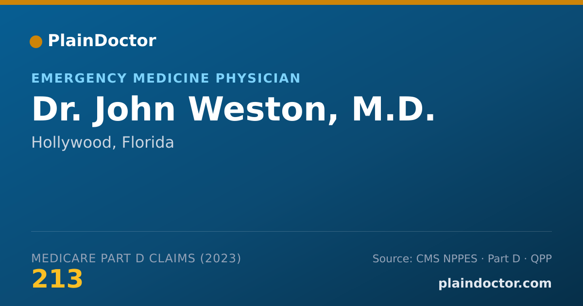 Shareable card for John Weston, M.D. - Emergency Medicine Physician, Hollywood, FL