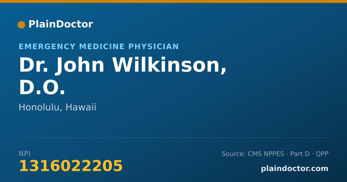 Shareable card for John Wilkinson, D.O. - Emergency Medicine Physician, Honolulu, HI