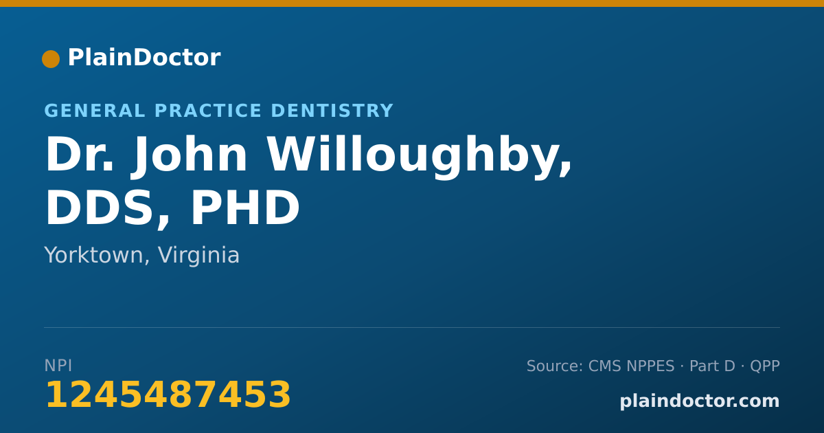 Shareable card for John Willoughby, DDS,  PHD - General Practice Dentistry, Yorktown, VA