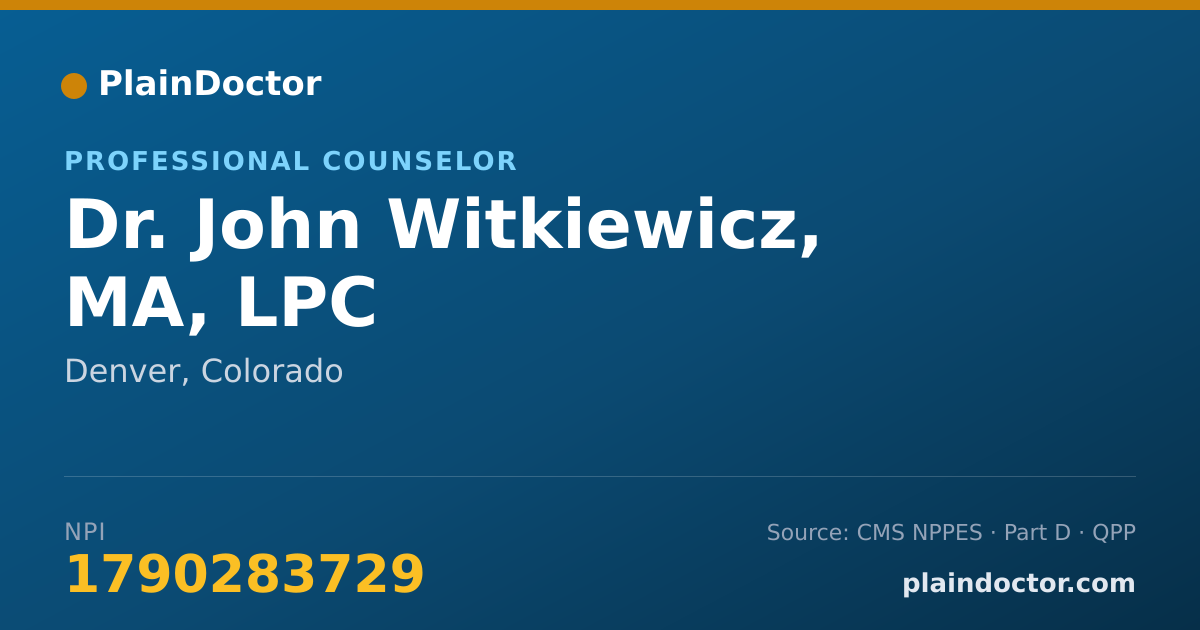 Shareable card for John Witkiewicz, MA, LPC - Professional Counselor, Denver, CO