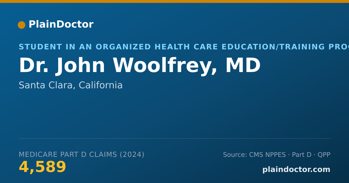 Shareable card for John Woolfrey, MD - Student in an Organized Health Care Education/Training Program, Santa Clara, CA