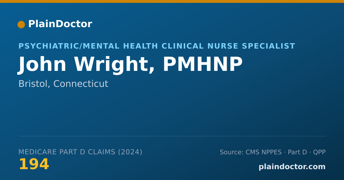 Shareable card for John Wright, PMHNP - Psychiatric/Mental Health Clinical Nurse Specialist, Bristol, CT