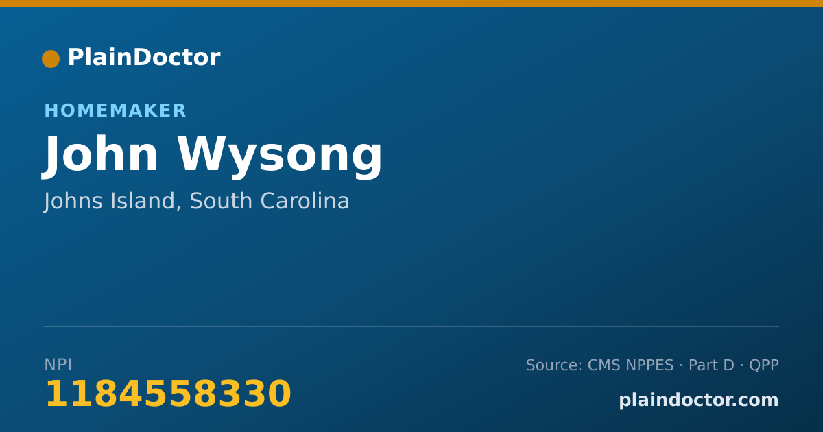 Shareable card for John Wysong - Homemaker, Johns Island, SC
