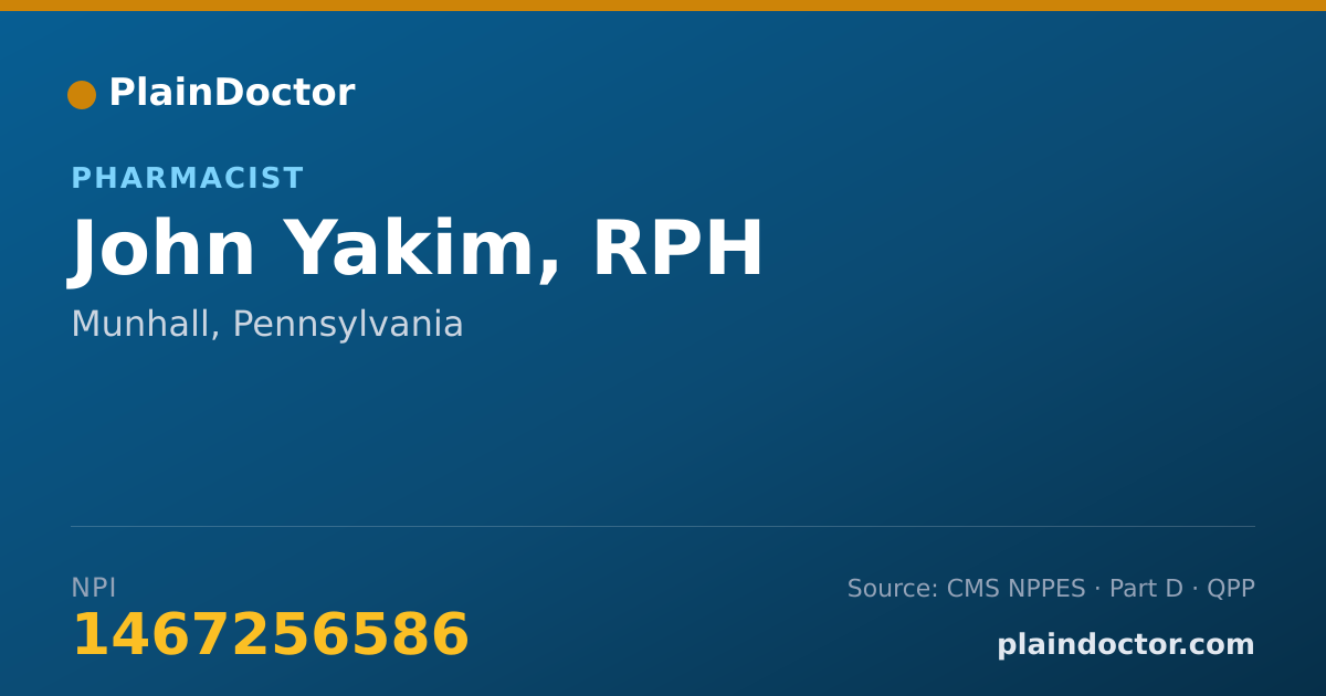 Shareable card for John Yakim, RPH - Pharmacist, Munhall, PA