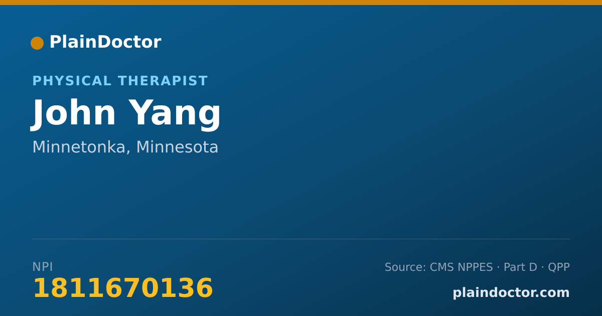Shareable card for John Yang - Physical Therapist, Minnetonka, MN