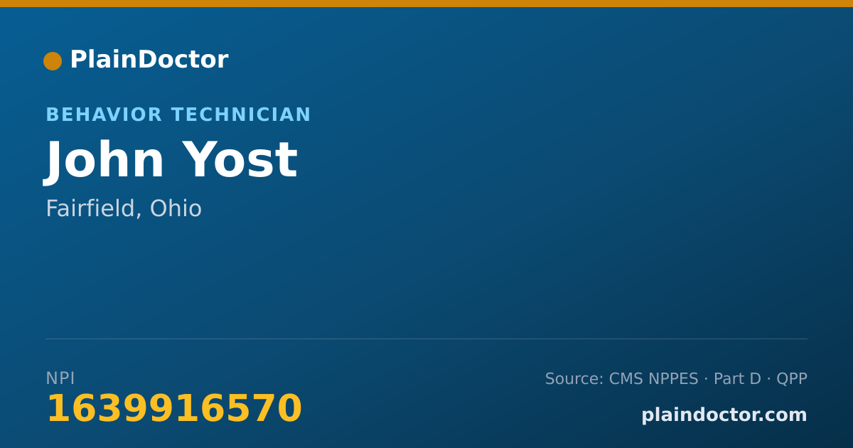 Shareable card for John Yost - Behavior Technician, Fairfield, OH
