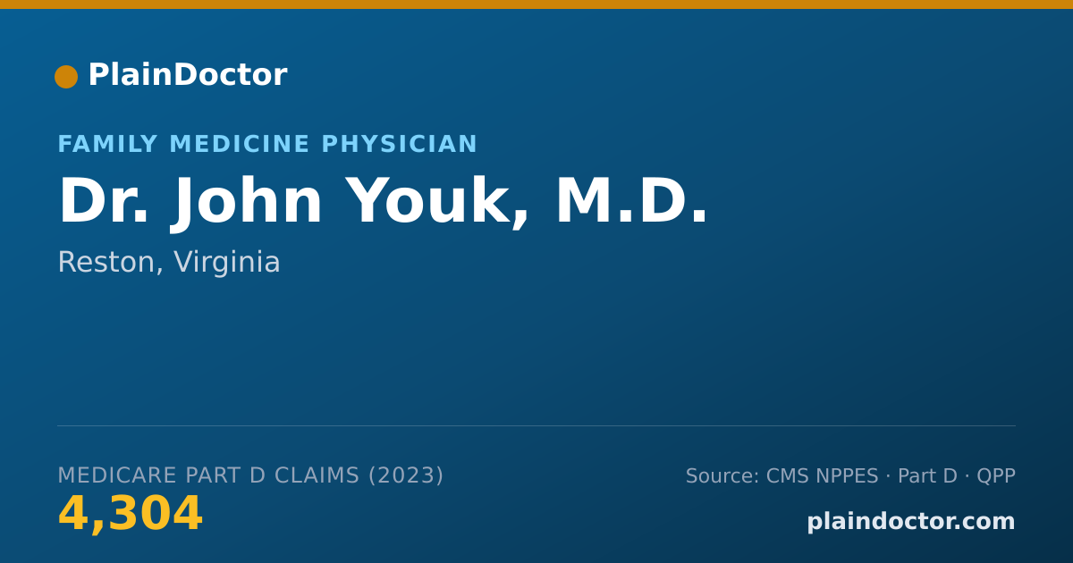 Shareable card for John Youk, M.D. - Family Medicine Physician, Reston, VA