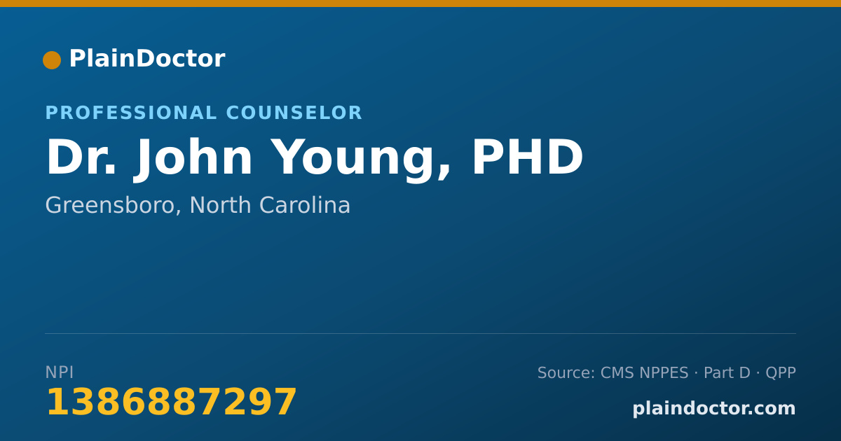 Shareable card for John Young, PHD - Professional Counselor, Greensboro, NC