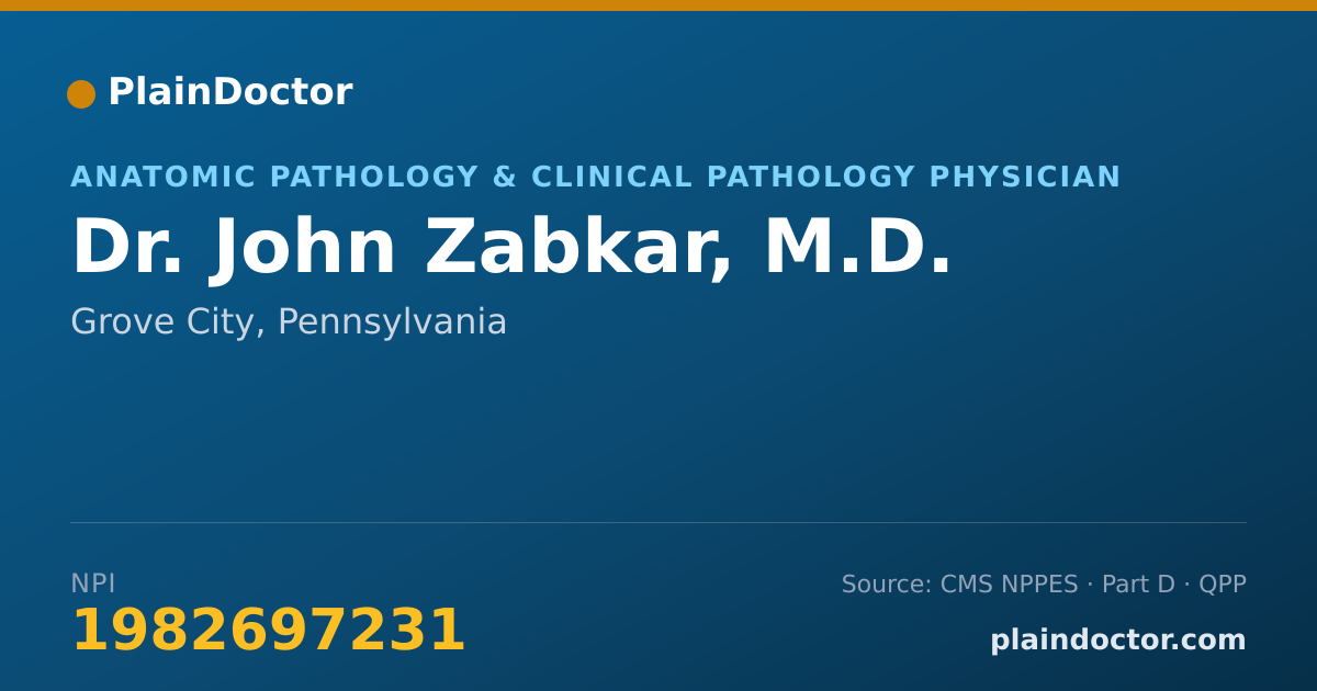Shareable card for John Zabkar, M.D. - Anatomic Pathology & Clinical Pathology Physician, Grove City, PA