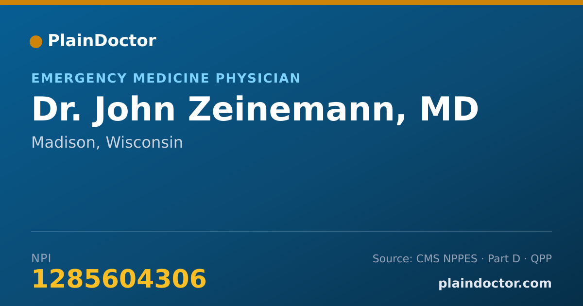 Shareable card for John Zeinemann, MD - Emergency Medicine Physician, Madison, WI