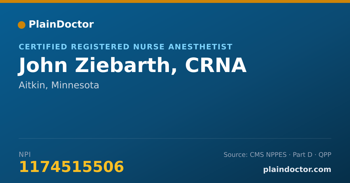 Shareable card for John Ziebarth, CRNA - Certified Registered Nurse Anesthetist, Aitkin, MN