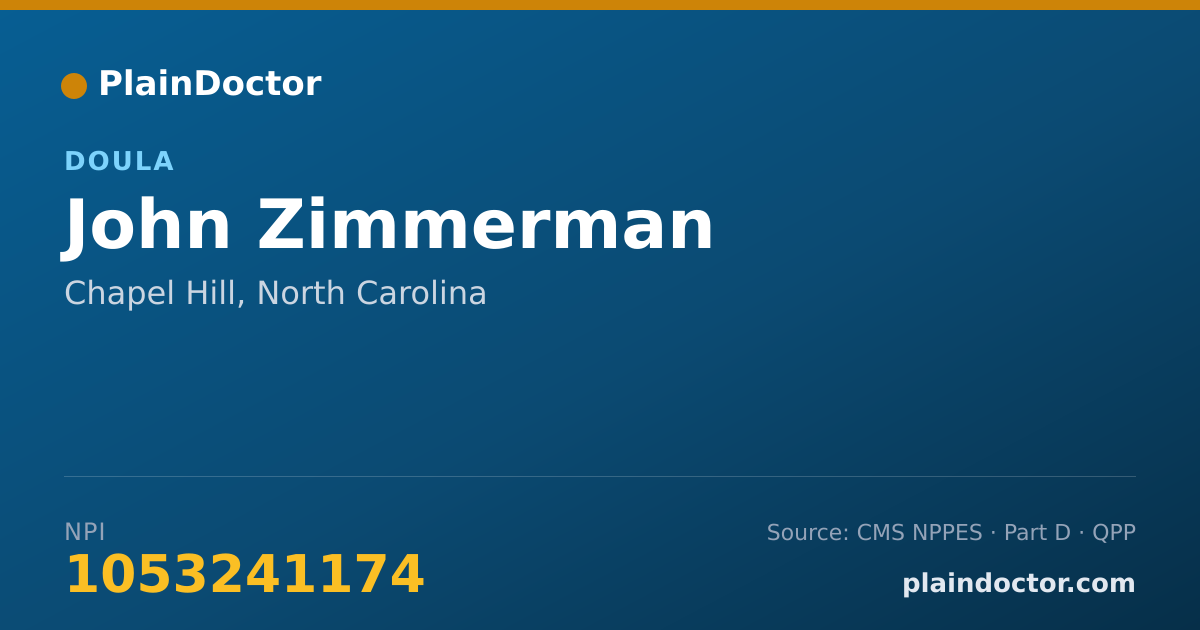Shareable card for John Zimmerman - Doula, Chapel Hill, NC